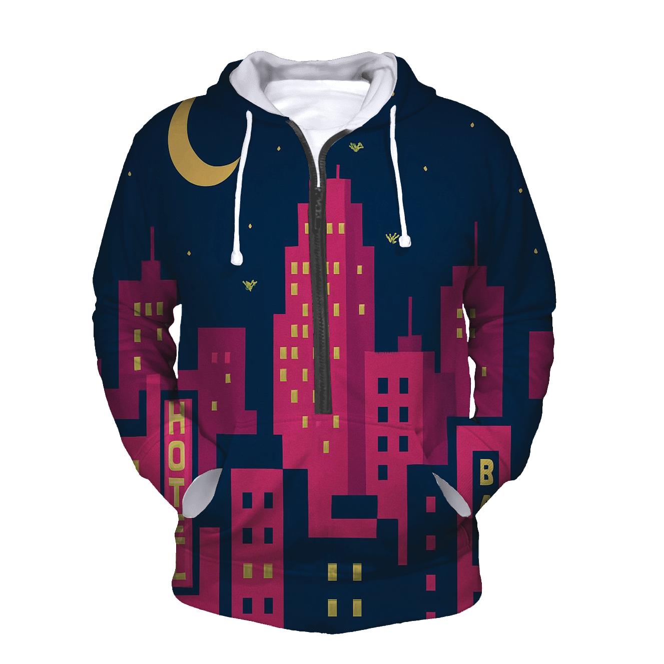 Pixel Skyline Glow hoodies fashion