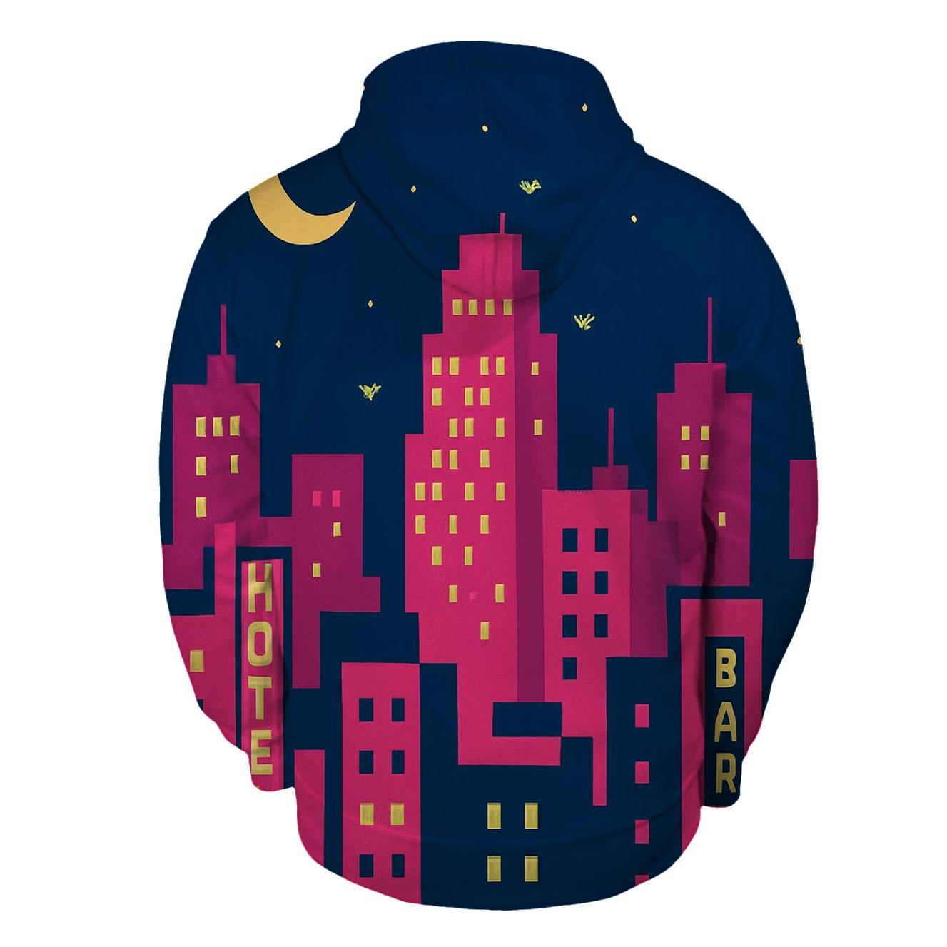 Pixel Skyline Glow hoodies fashion