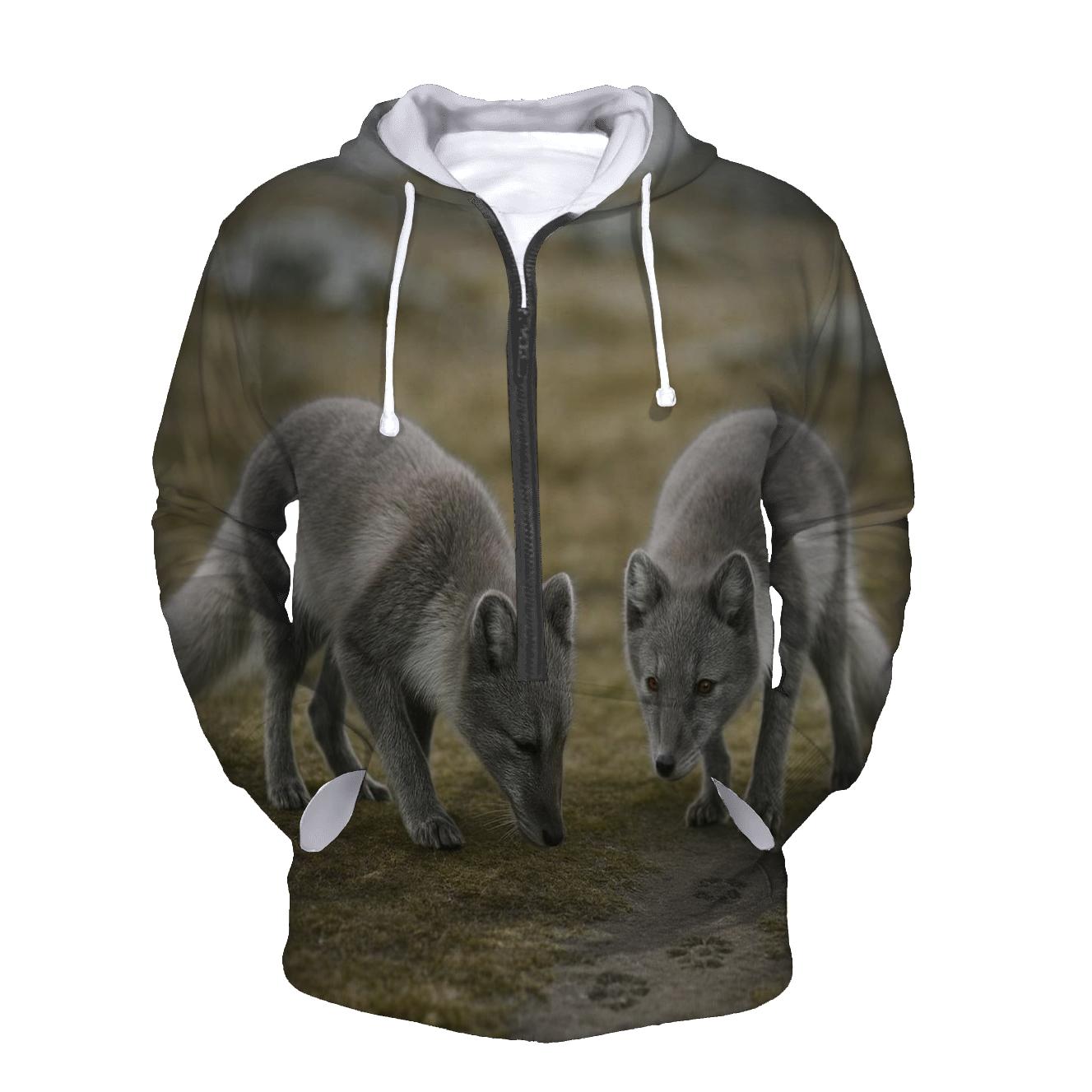 Tundra Grazer Arctic Fox Pair embroidered hoodies