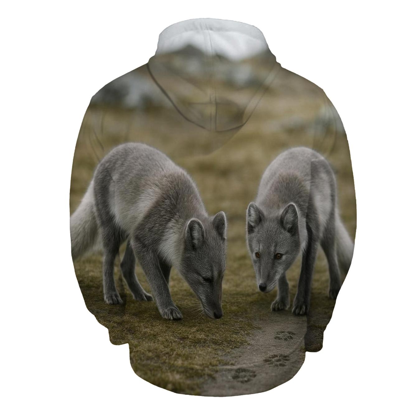 Tundra Grazer Arctic Fox Pair embroidered hoodies