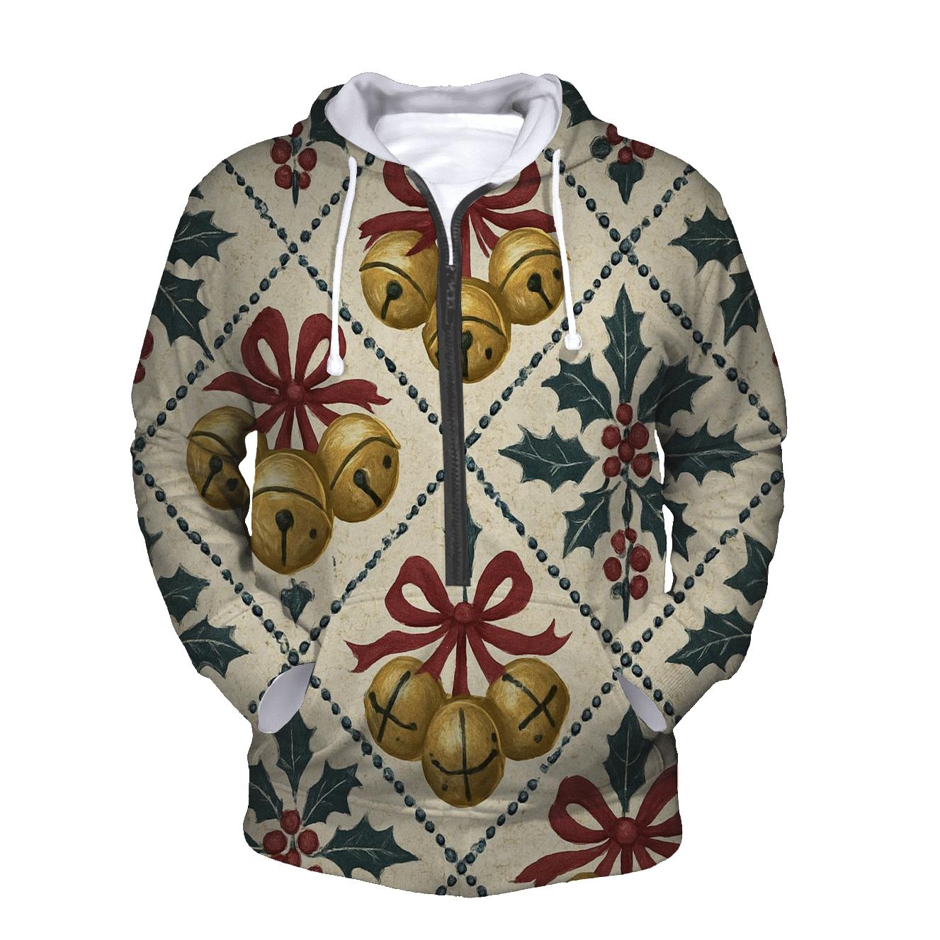 Sleigh Bell Crisscross Design zip-up hoodies