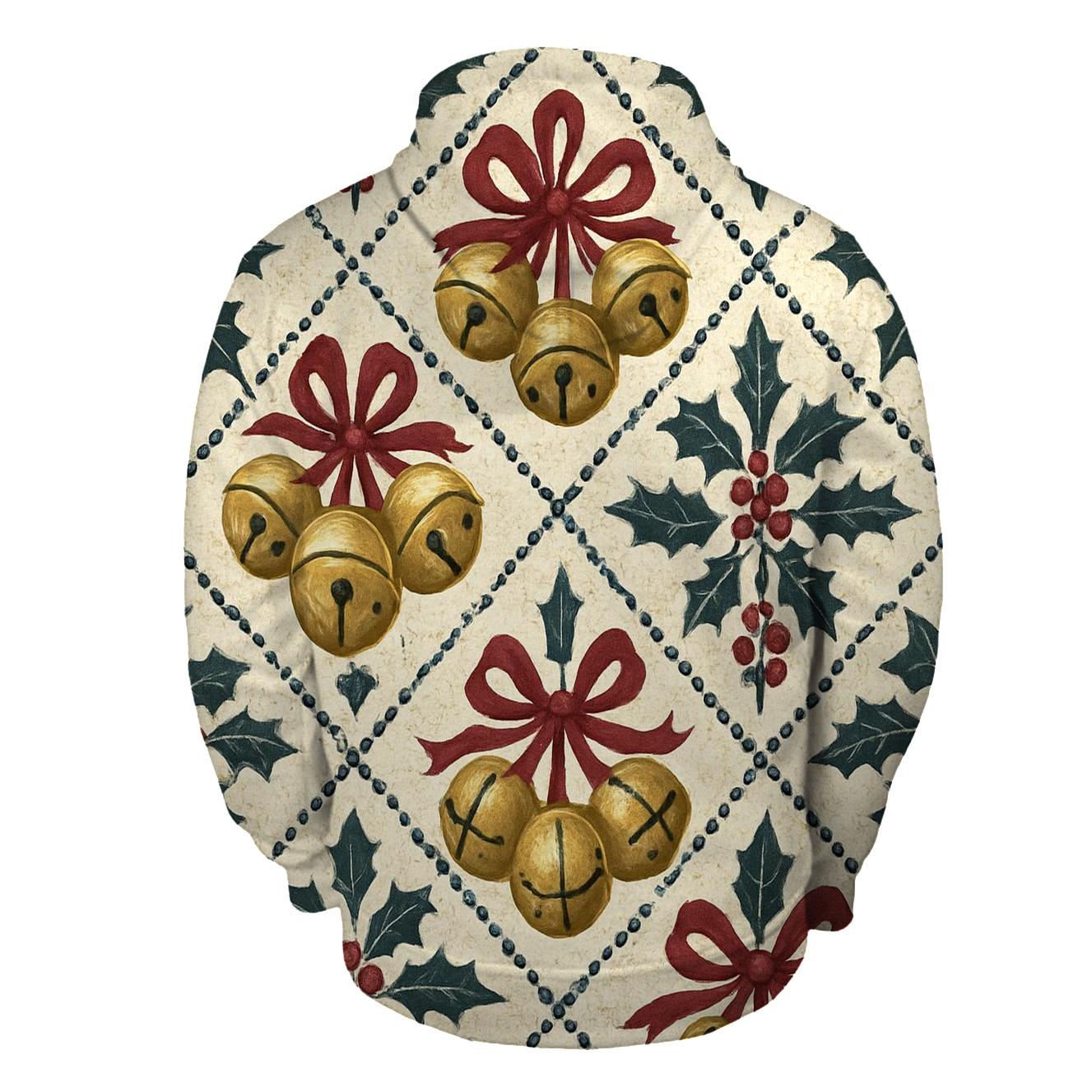 Sleigh Bell Crisscross Design zip-up hoodies