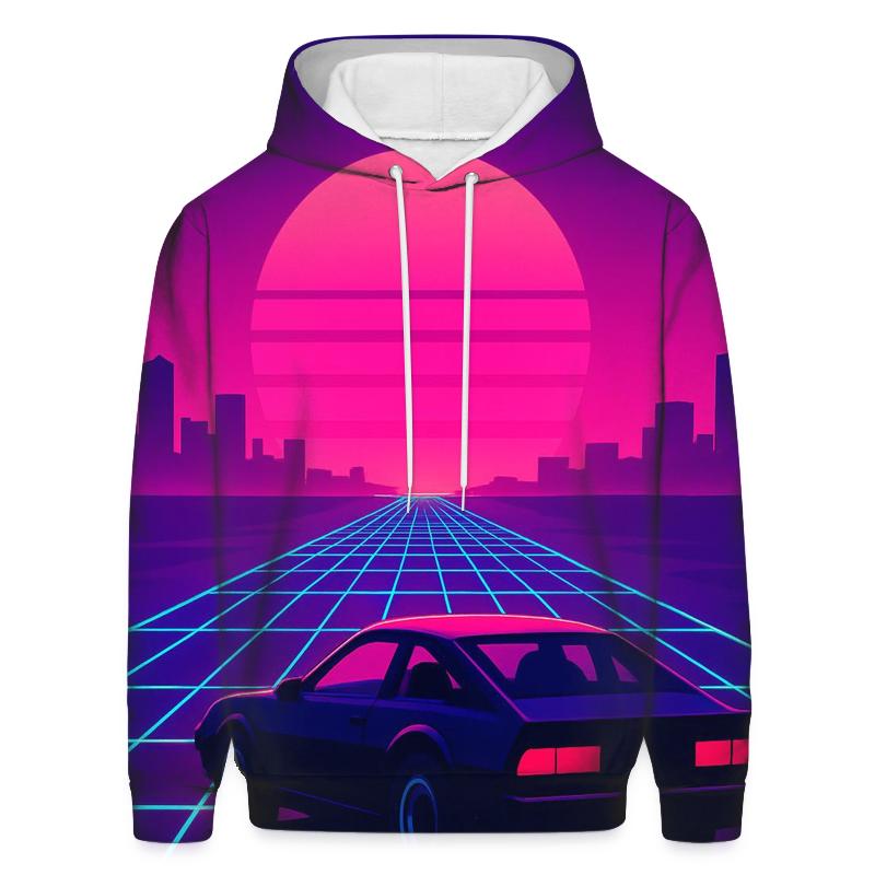 Neon Grid Sunset printed hoodies