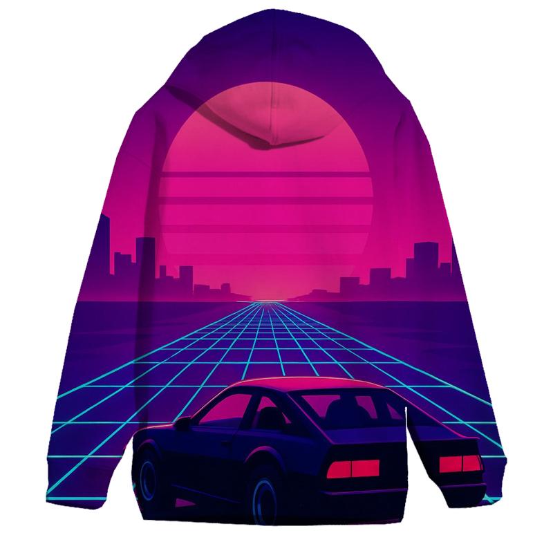 Neon Grid Sunset printed hoodies