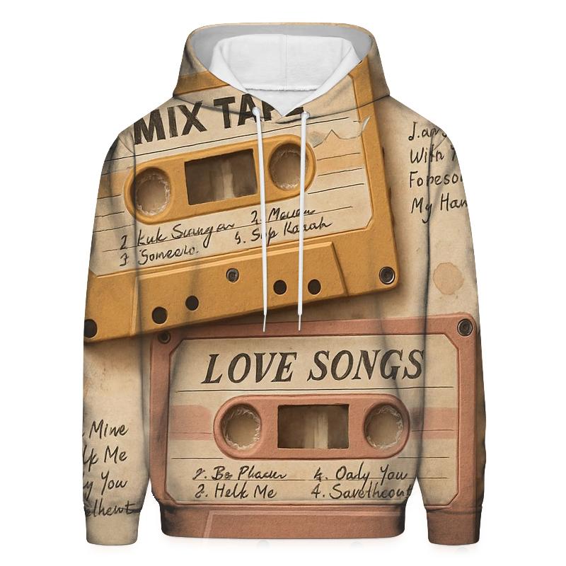 Retro Cassette Tape Collage embroidered hoodies