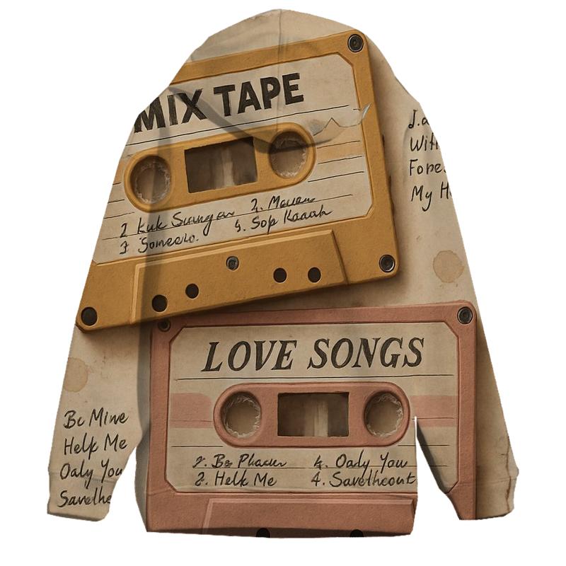 Retro Cassette Tape Collage embroidered hoodies