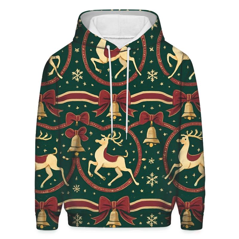 Kitschy Reindeer Carousel Design heavyweight hoodies