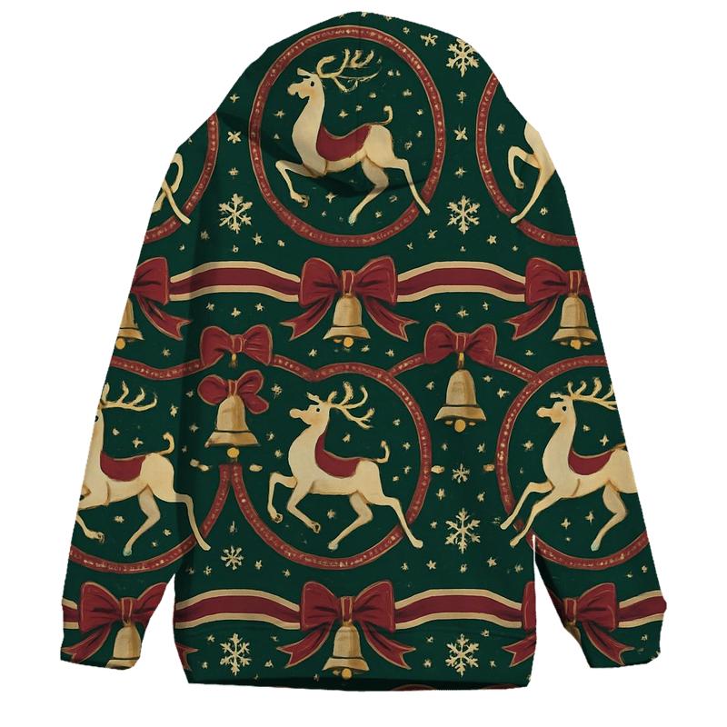 Kitschy Reindeer Carousel Design heavyweight hoodies