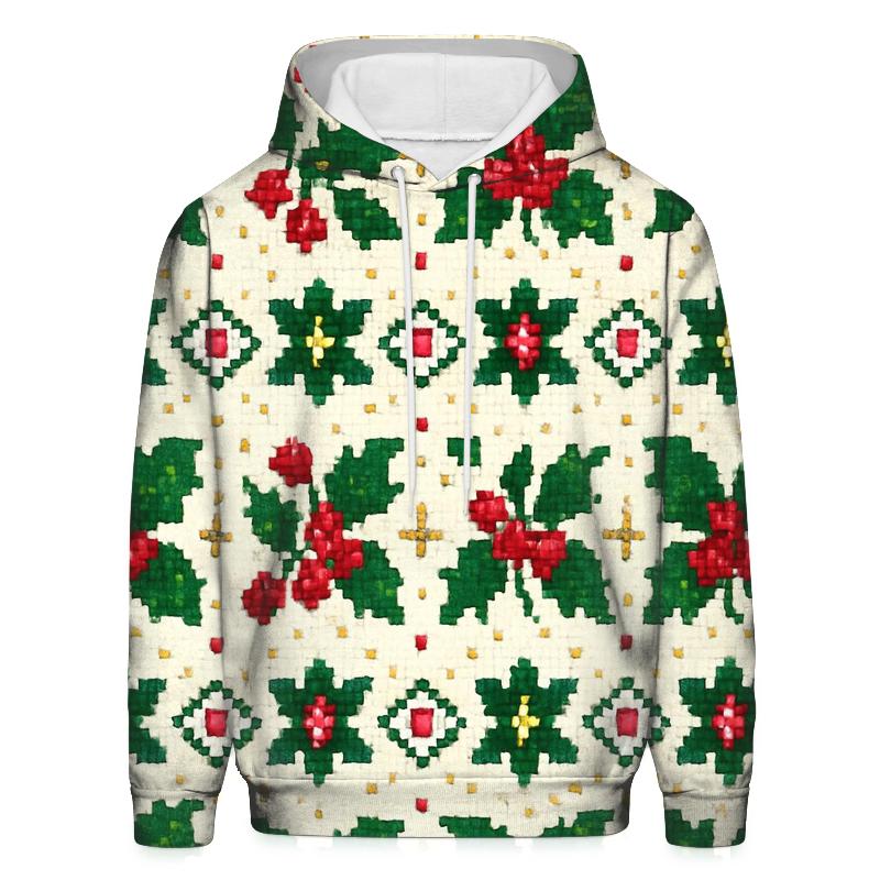 Holly Berry Dot Matrix Design heavyweight hoodies