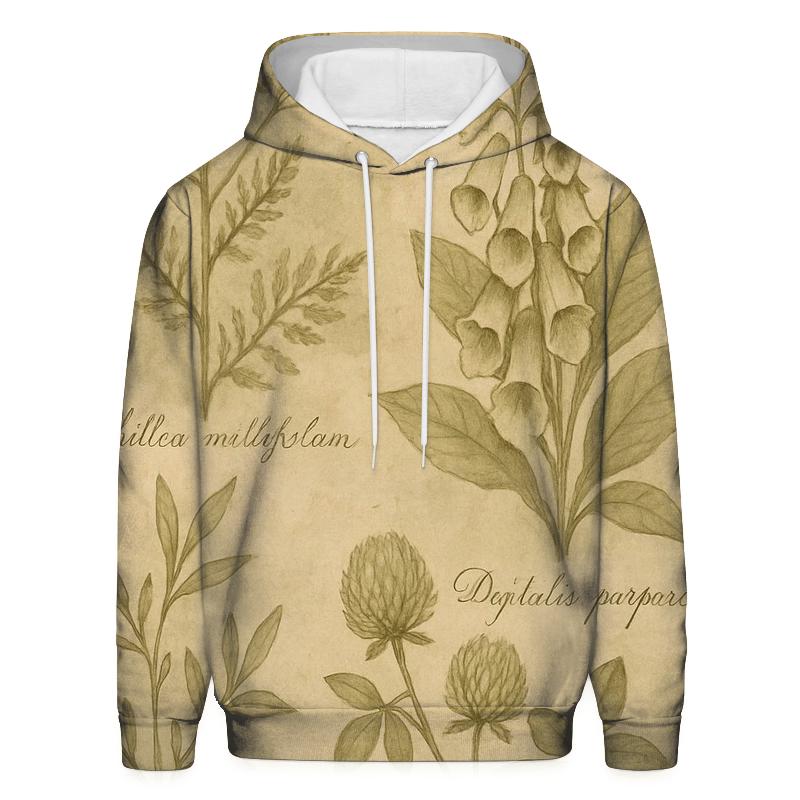 Sepia Botanical Illustration printed hoodies