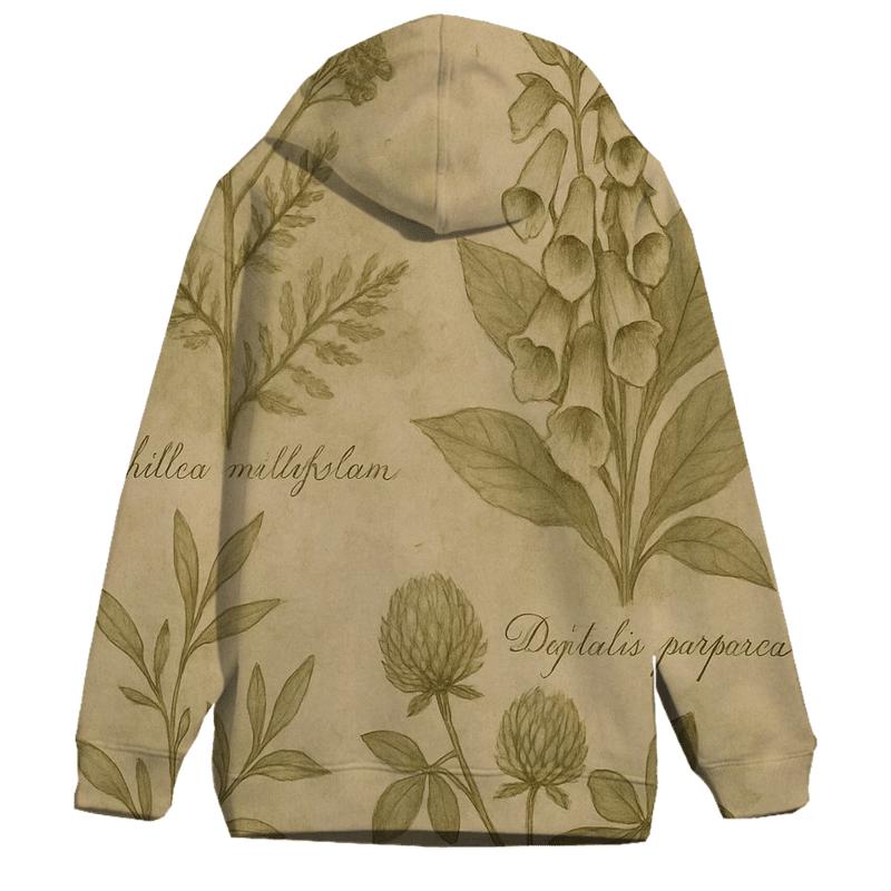 Sepia Botanical Illustration printed hoodies