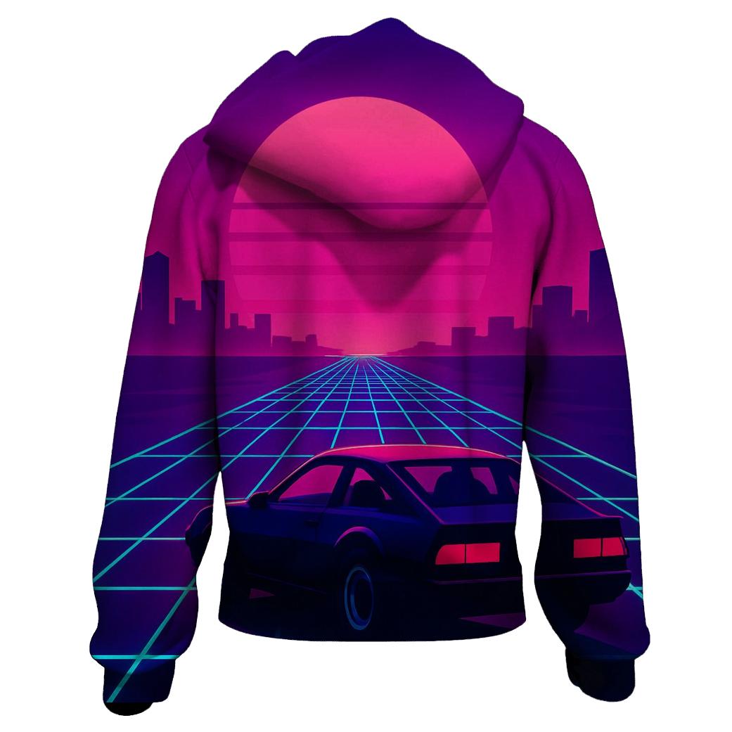 Neon Grid Sunset embroidered hoodies