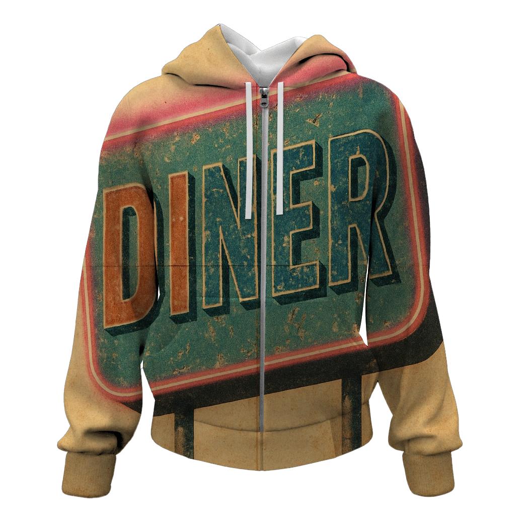 Faded Diner Neon Sign heavyweight hoodies