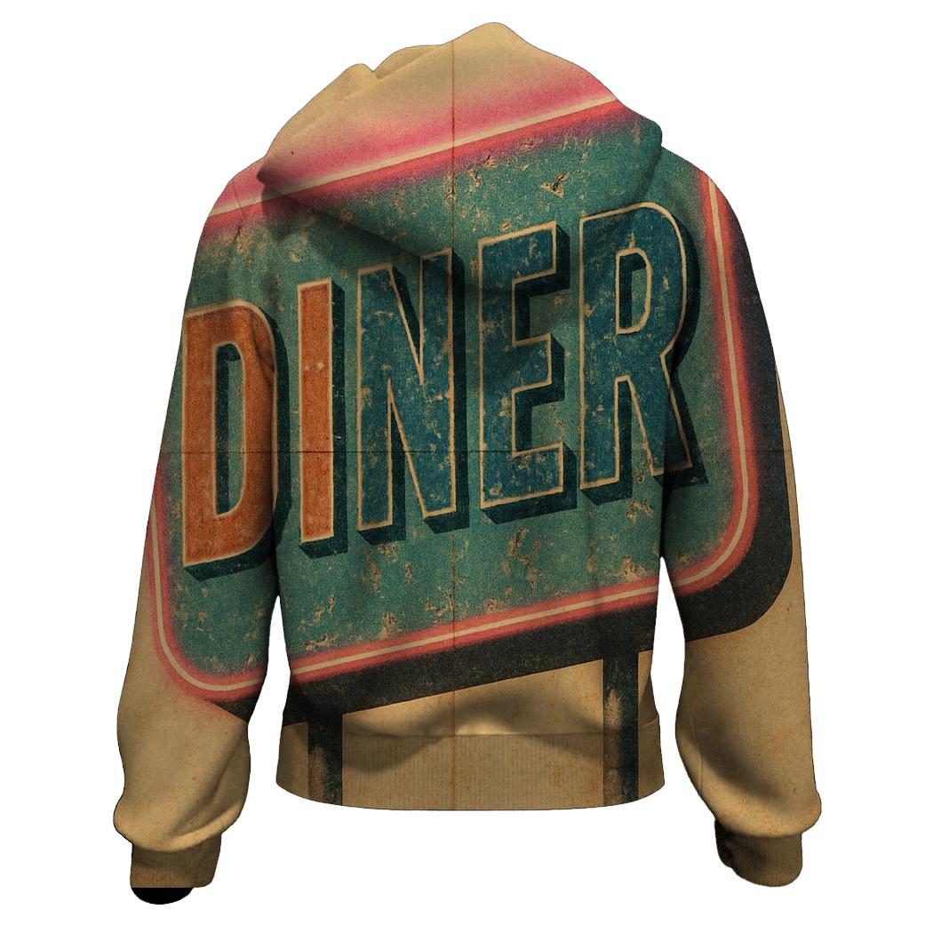 Faded Diner Neon Sign heavyweight hoodies