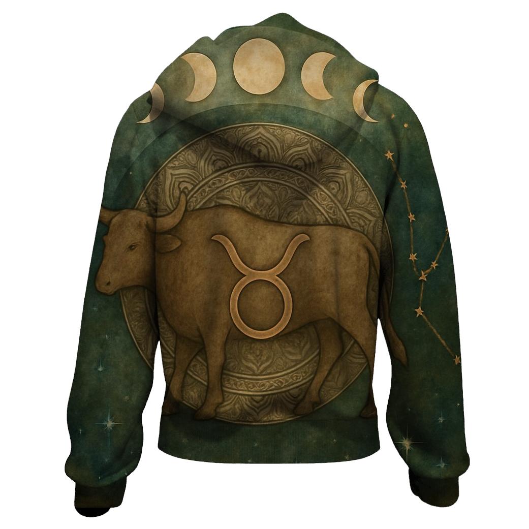 Mystic Taurus Bull Glyph Design heavyweight hoodies