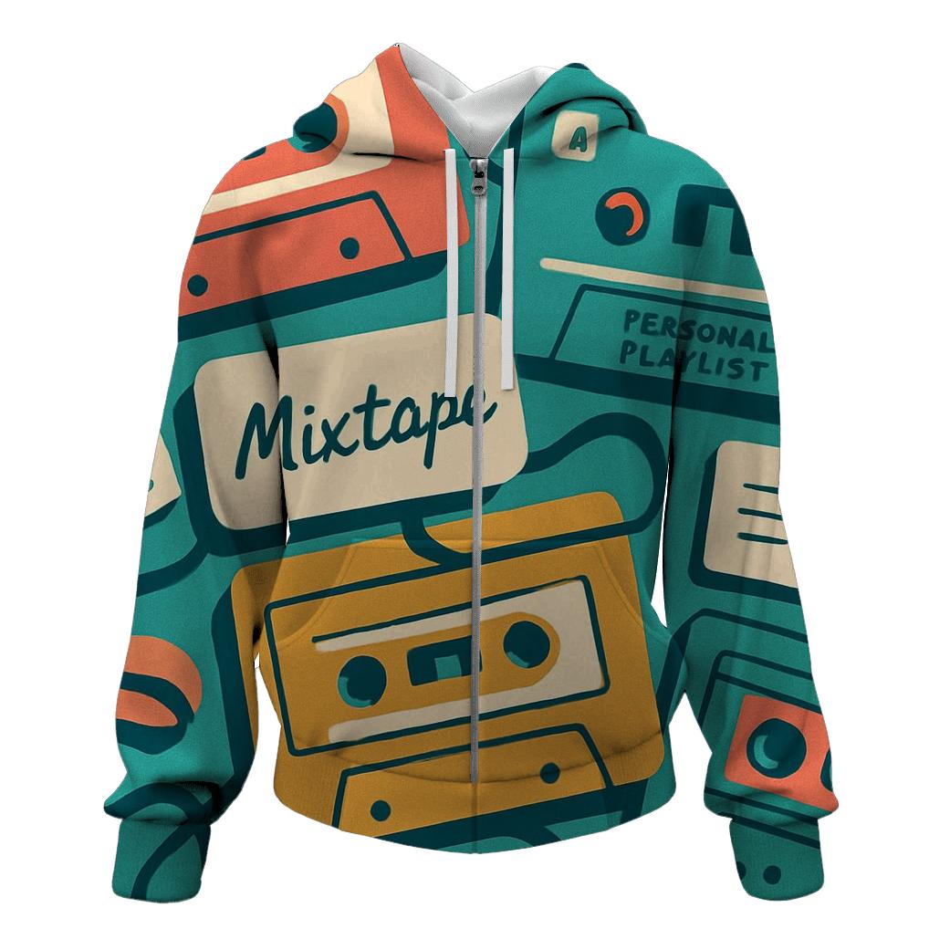 Cassette Tape Collage zip-up hoodies