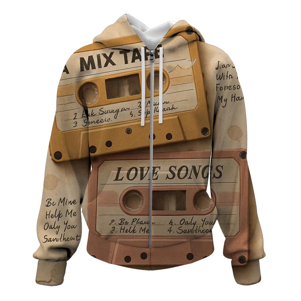 Retro Cassette Tape Collage printed hoodies