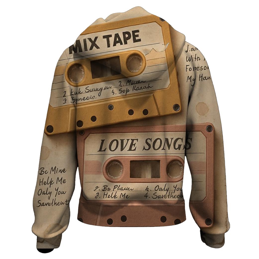 Retro Cassette Tape Collage printed hoodies