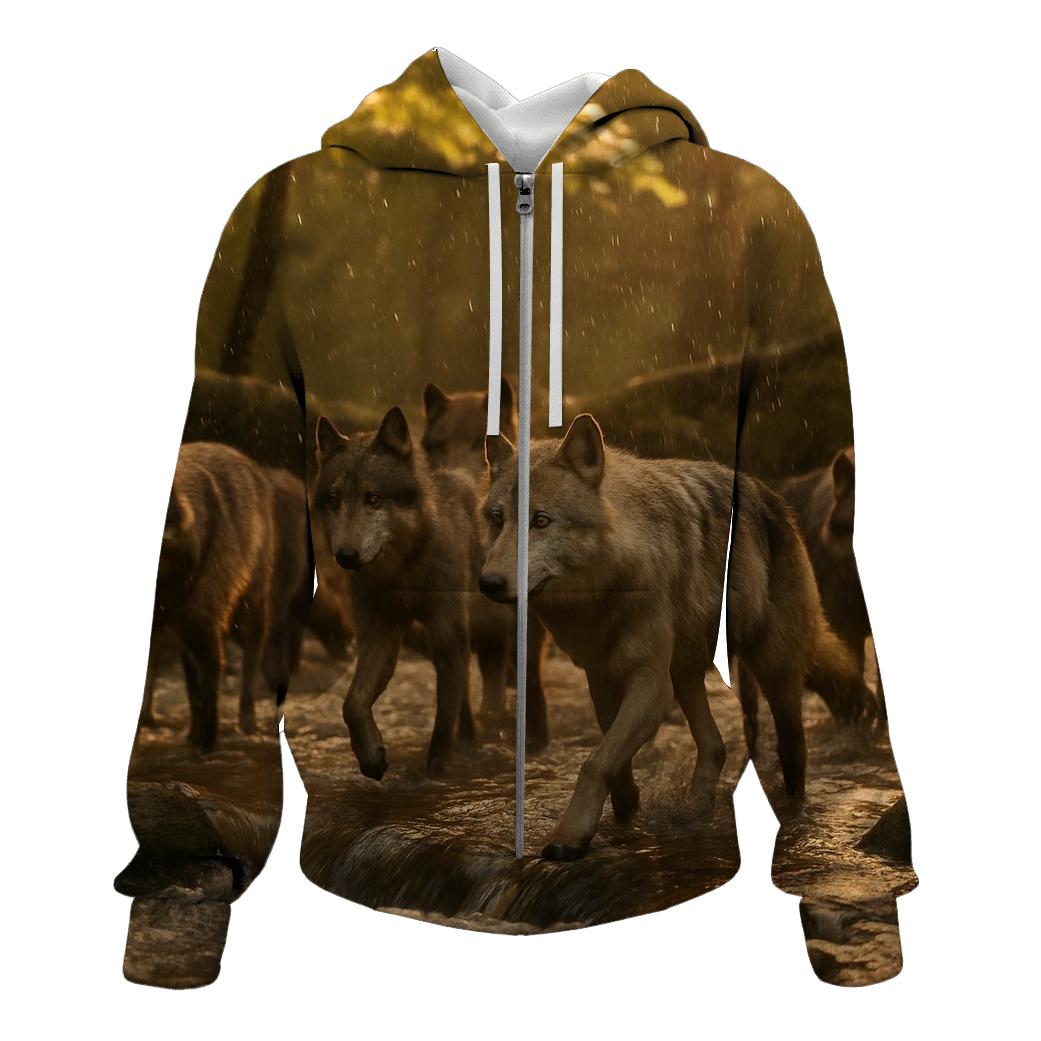 Forest Pack Crossing In Golden Rain designer hoodies