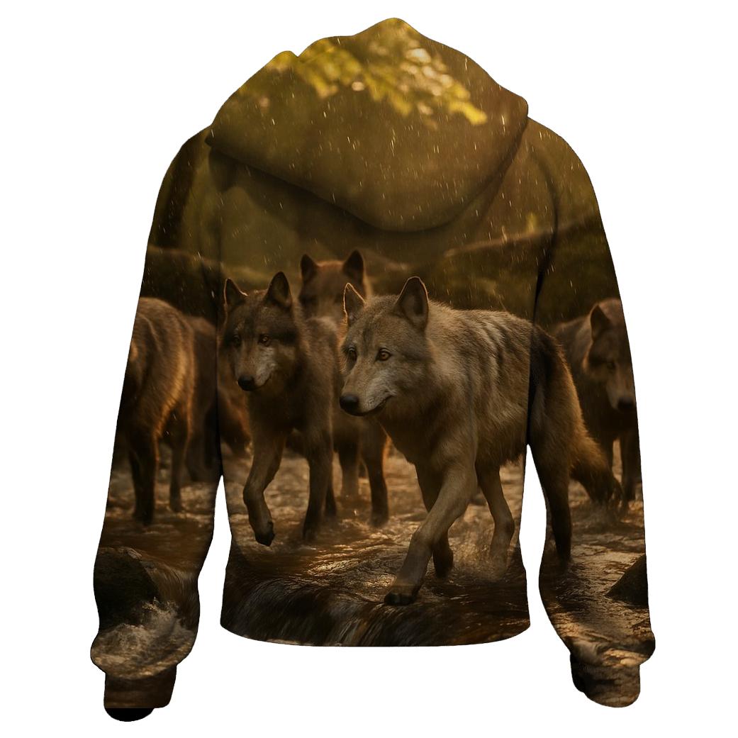 Forest Pack Crossing In Golden Rain designer hoodies