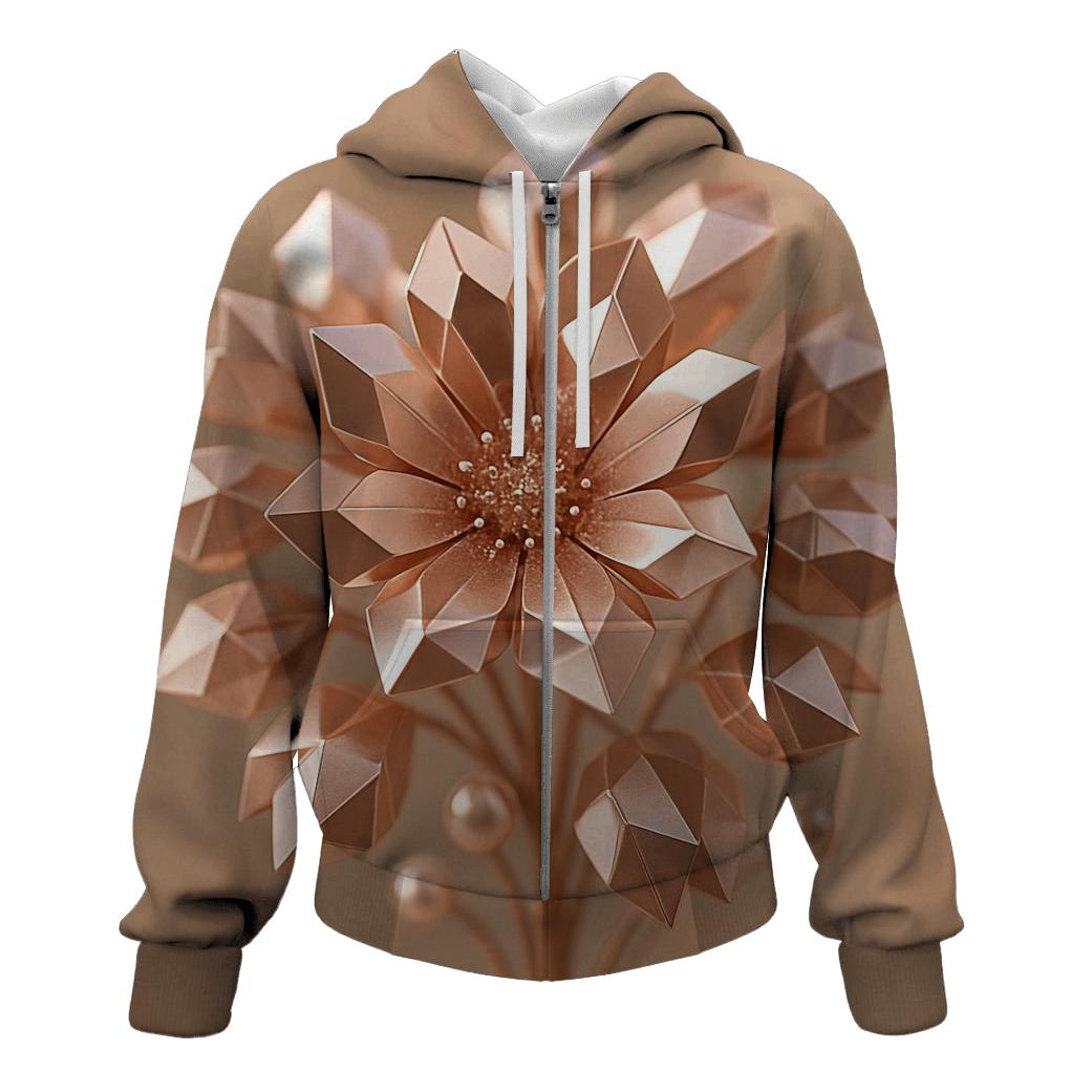Rose Gold Facet Bloom designer hoodies
