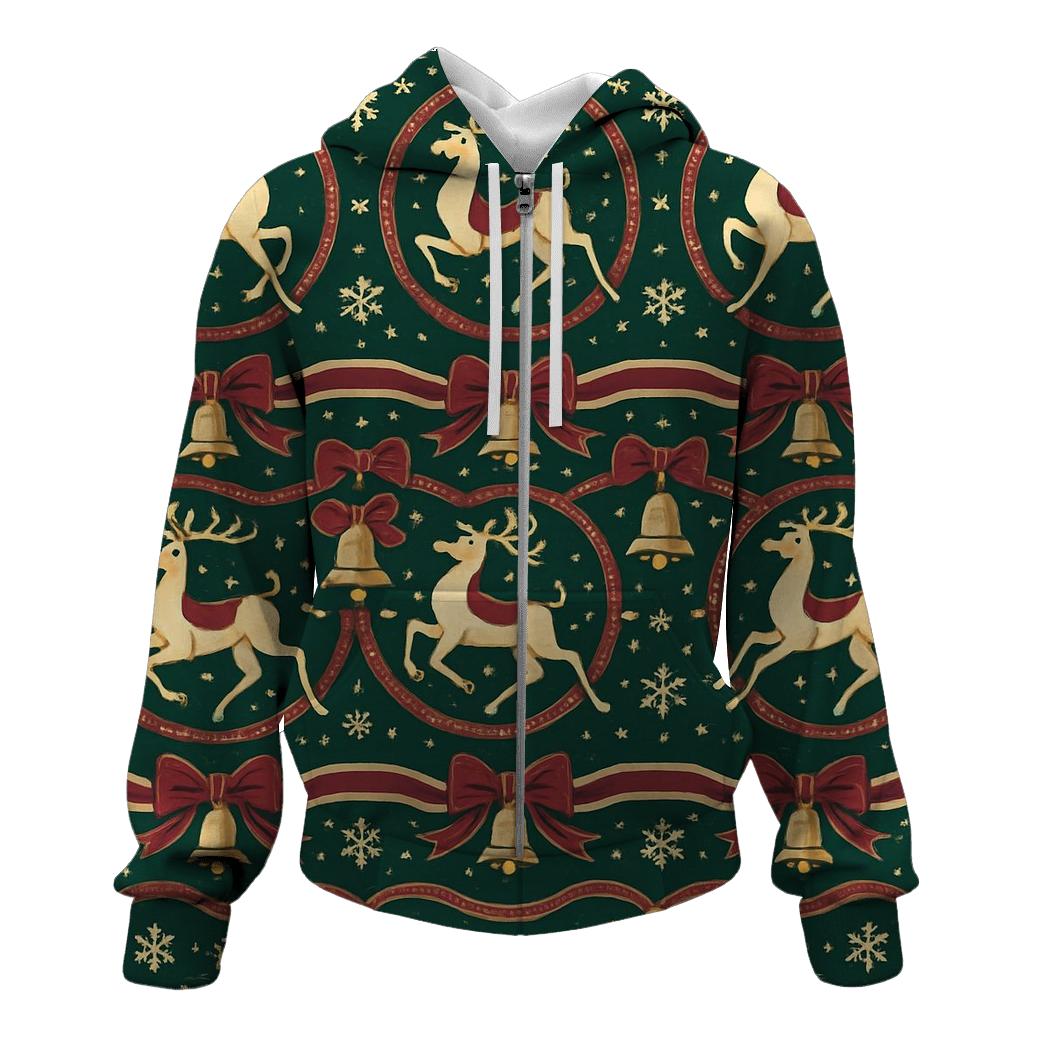 Kitschy Reindeer Carousel Design premium hoodies