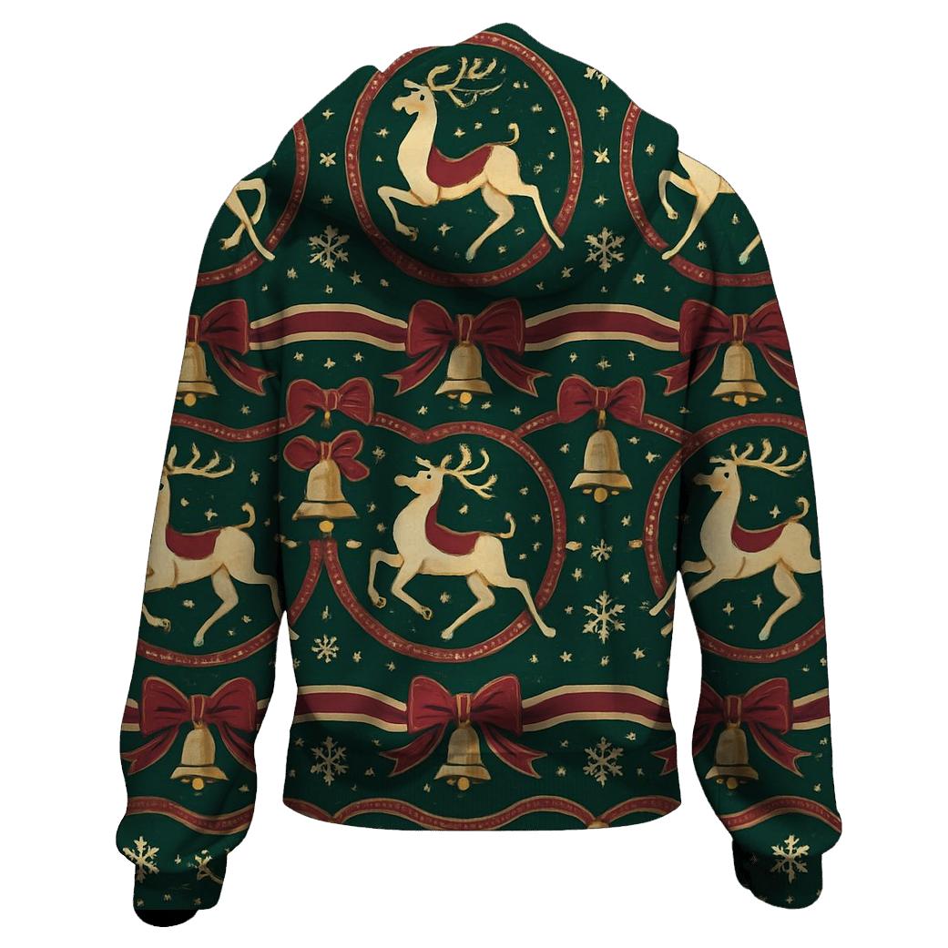 Kitschy Reindeer Carousel Design premium hoodies