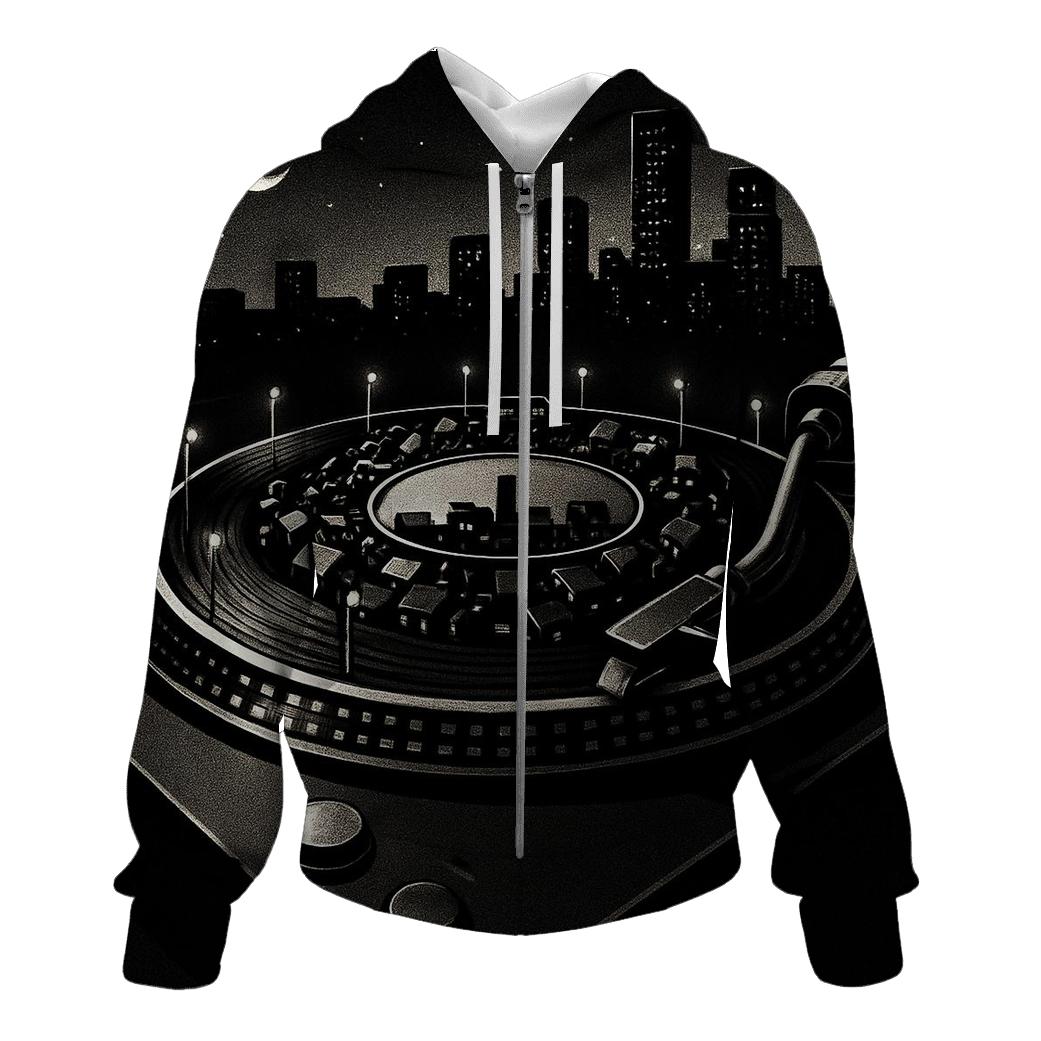 Turntable Cityscape hoodie styles
