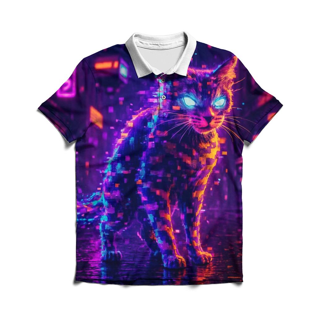 Glitch Alley Cat casual sports polo shirts