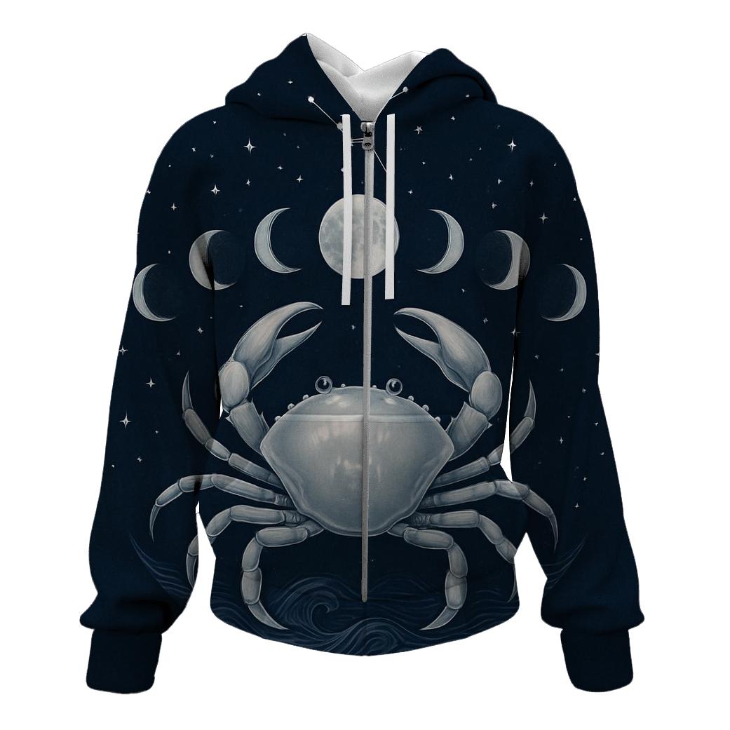 Cancer Moon Phase Cycle zip-up hoodies