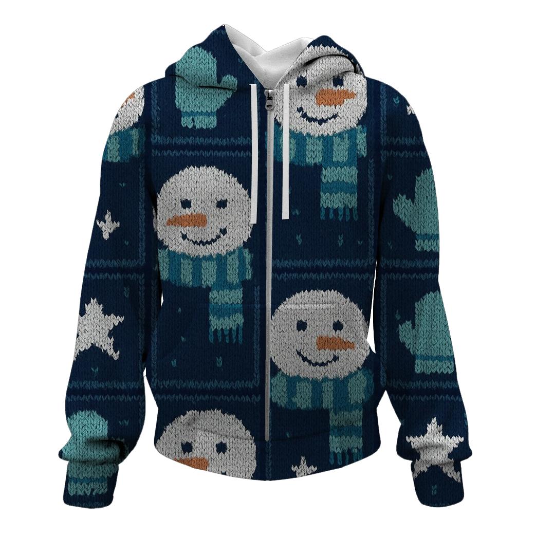 Snowman Scarf Grid Design heavyweight hoodies