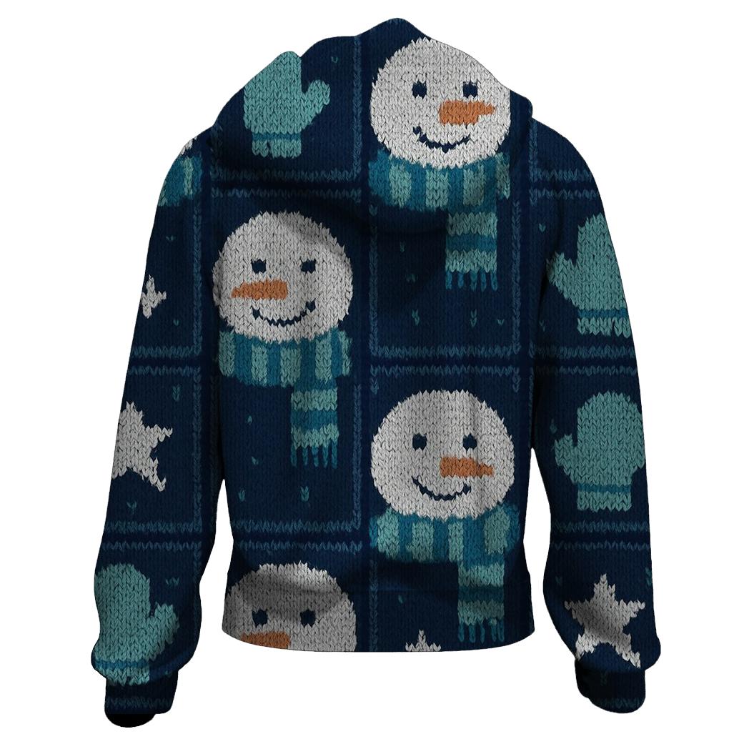 Snowman Scarf Grid Design heavyweight hoodies