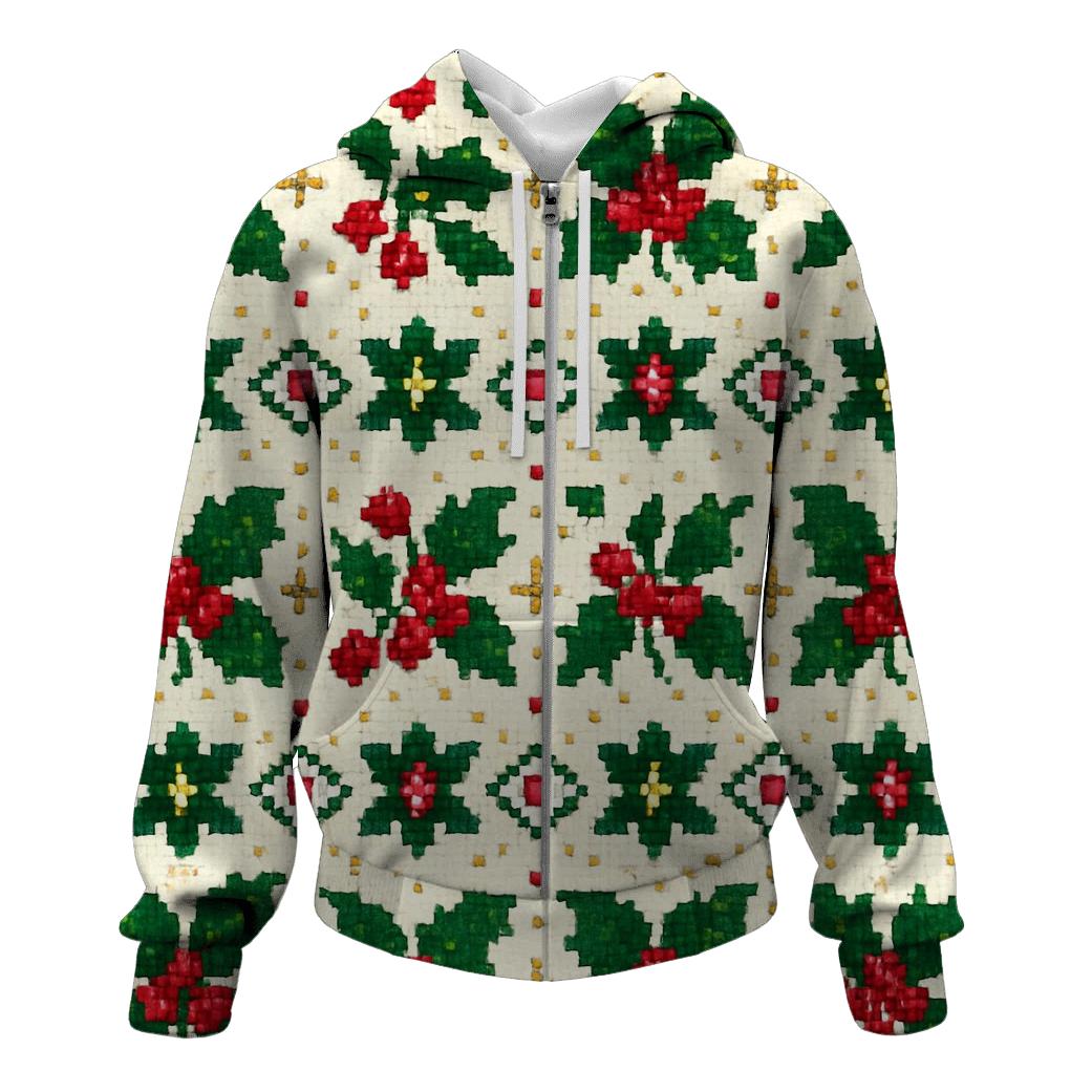 Holly Berry Dot Matrix Design pullover hoodies