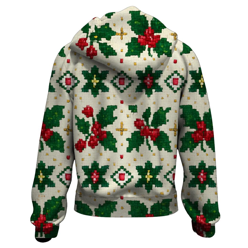 Holly Berry Dot Matrix Design pullover hoodies