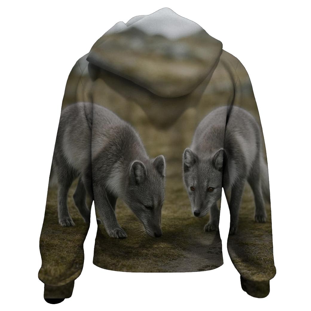 Tundra Grazer Arctic Fox Pair embroidered hoodies