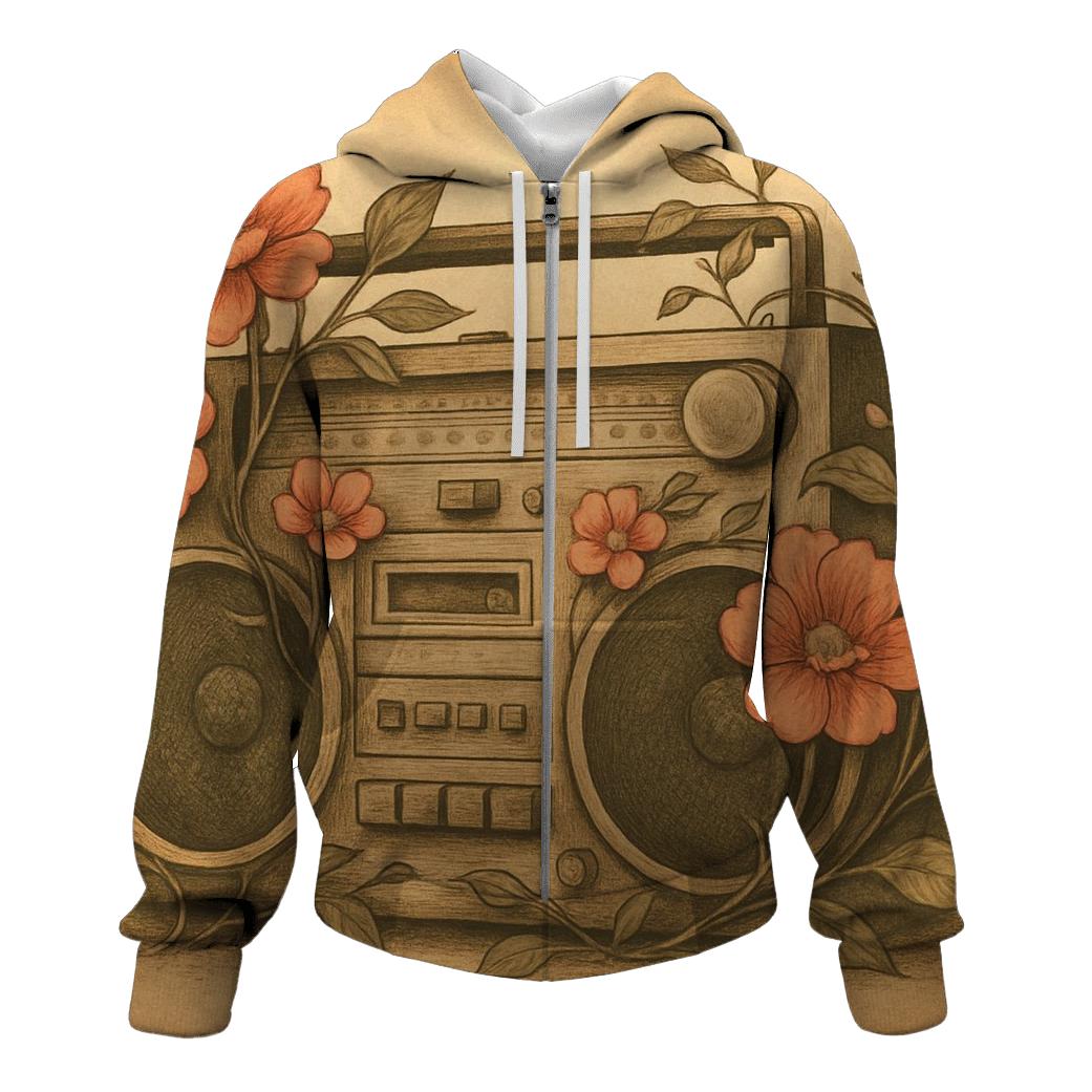 Boombox Floral Remix zip-up hoodies