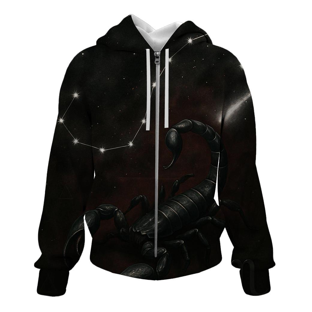 Scorpio Galactic Scorpion Design embroidered hoodies