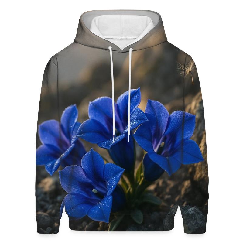 Sunlit Alpine Gentian Cluster hoodie trends