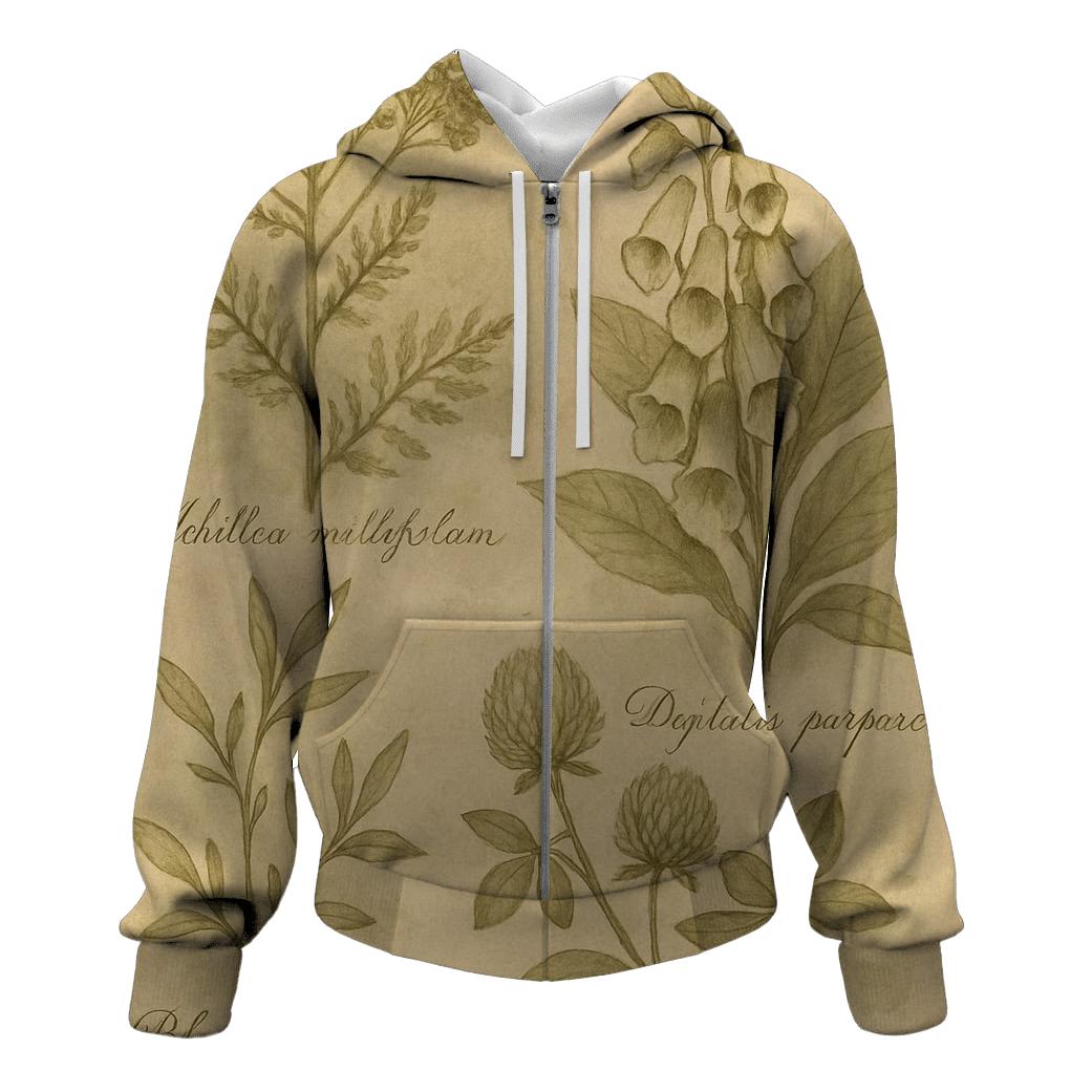Sepia Botanical Illustration printed hoodies