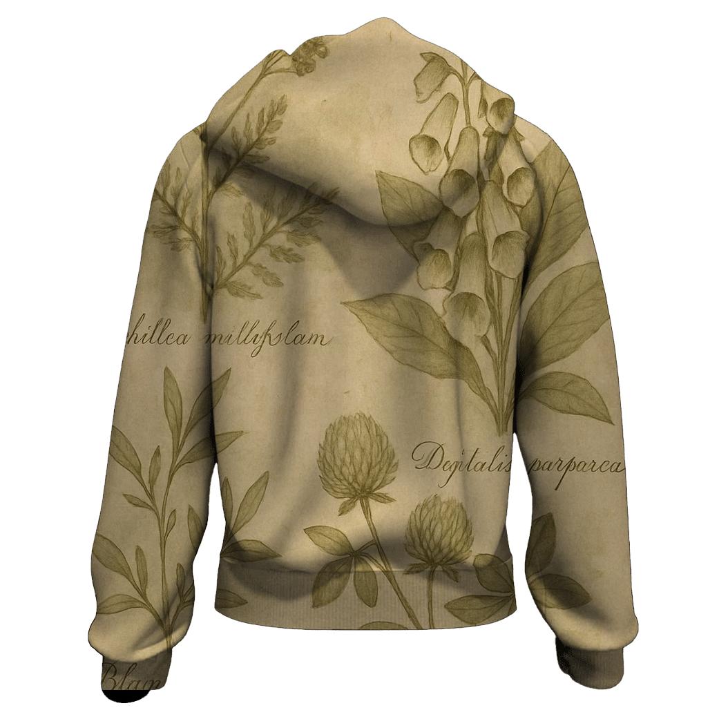 Sepia Botanical Illustration printed hoodies