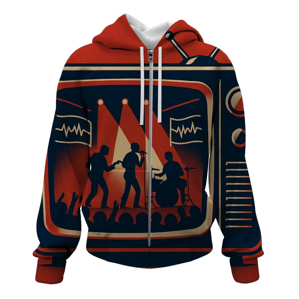 Retro TV Soundstage printed hoodies