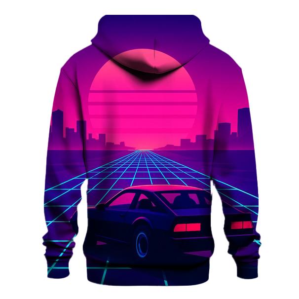 Neon Grid Sunset lightweight hoodies