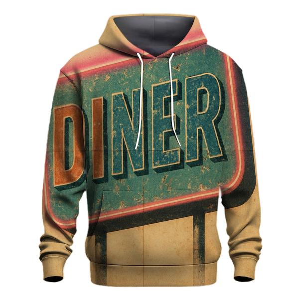 Faded Diner Neon Sign embroidered hoodies