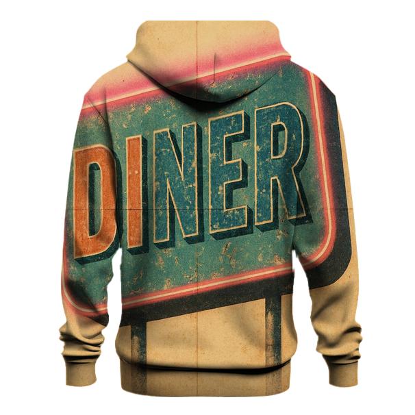 Faded Diner Neon Sign embroidered hoodies
