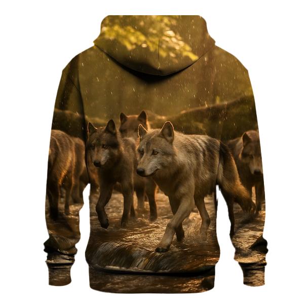 Forest Pack Crossing In Golden Rain graphic hoodies