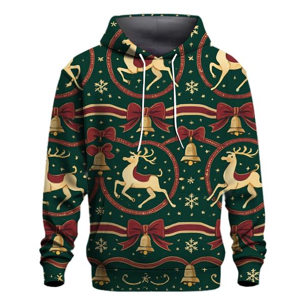 Kitschy Reindeer Carousel Design embroidered hoodies