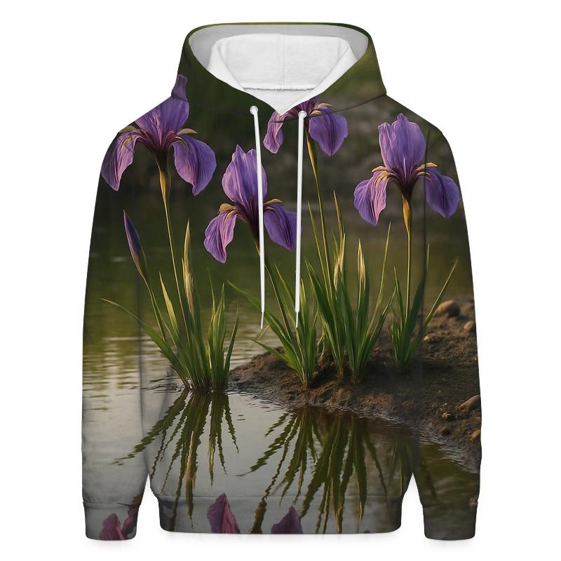 Riverbank Iris Reflection custom hoodies