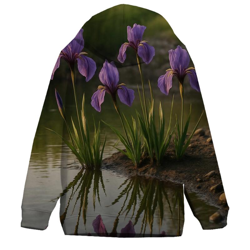 Riverbank Iris Reflection custom hoodies