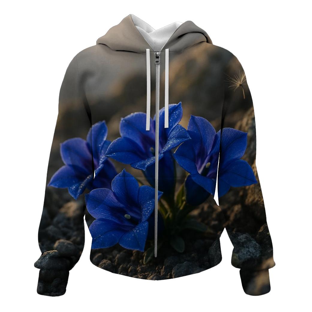 Sunlit Alpine Gentian Cluster hoodies fashion