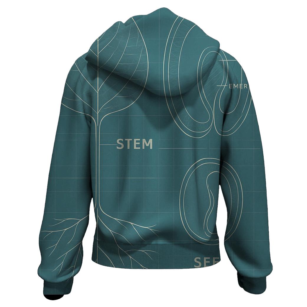 Minimalist Botanical Blueprint printed hoodies